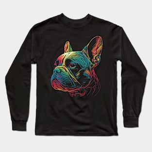 French Bulldog - Frenchie Watercolor Painting Portrait Art Long Sleeve T-Shirt